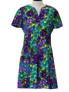 1960's Womens Floral Cotton Dress