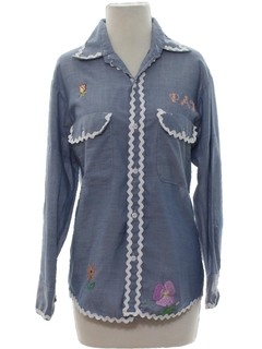 1970's Womens Chambray Hippie Shirt