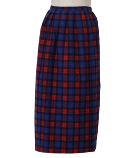 1960's Womens Mod Plaid Wool Skirt