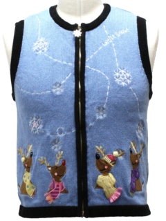 1980's Unisex Petite Ladies, Girls or Boys Bear-riffic Ugly Christmas Sweater Vest