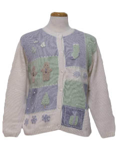 1980's Womens Pastel Ugly Christmas Sweater 