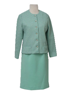 1960's Womens Leslie Fay Mod Knit Cocktail Dress Set