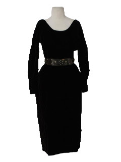 1960's Womens Mod Designer Velvet Cocktail Dress