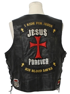 1990's Mens Bikers for Christ Leather Vest