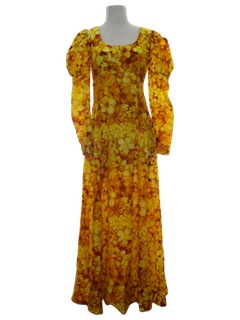 1960's Womens Prarie Style Maxi Dress
