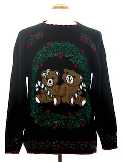 1980's Unisex Bear-riffic Vintage Ugly Christmas Sweater