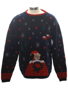1980's Unisex Ladies, Girls or Boys Vintage Bear-riffic Ugly Christmas Sweater