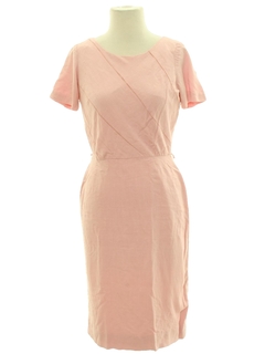 1950's Womens Mancini Linen Designer Sheath Day Dress