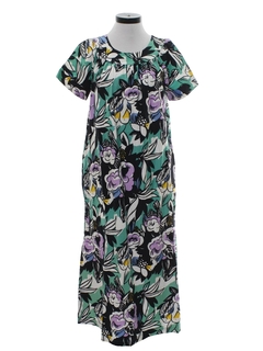 1960's Womens Mod Hawaiian Muu Muu Style Maxi Dress