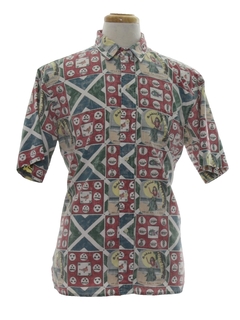 1990's Mens Reverse Print Christmas Hawaiian Shirt