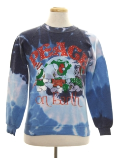 1980's Unisex Hand Tie Dyed Ugly Christmas Sweatshirt