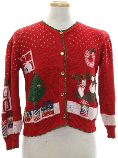 1980's Womens Vintage Cat-Tastic Ugly Christmas Sweater