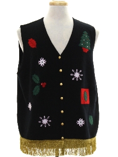 1990's Unisex Hand Embellished Ugly Christmas Sweater Vest