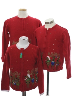 1980's Unisex Kids Ugly Christmas Matching Set of Three Sweaters