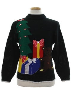 1980's Unisex Ladies or Boys Vintage Bear-riffic Ugly Christmas Sweater