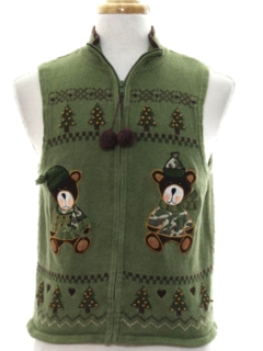 1980's Womens Bear-riffic Ugly Christmas Sweater Vest