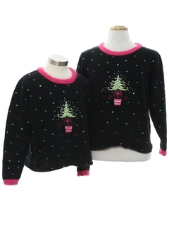 1980's Womens Ugly Christmas Matching Set of Sweaters