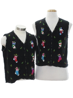 1980's Womens Ugly Christmas Matching Set of Sweater Vests