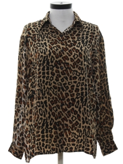 1980's Womens Totally 80s Leopard Animal Print Shirt