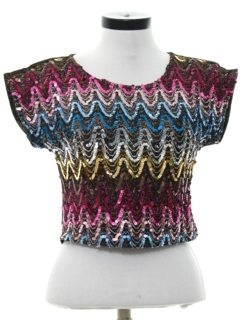1980's Womens Totally 80s Sequined Shirt