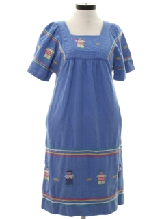 1970's Womens Guatemalan Style A-Line Dress