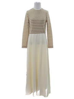 1960's Womens Knit Cocktail Maxi Dress