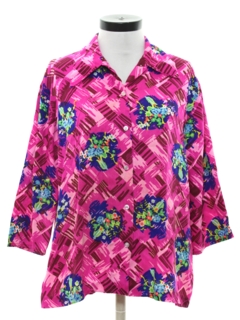1970's Womens Barkcloth Hawaiian Style Shirt