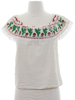 1960's Womens Huipil Style Shirt