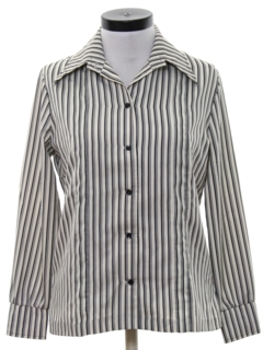 1970's Womens Striped Print Disco Shirt