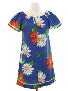 1970's Womens Mod Hawaiian Hippie Dress