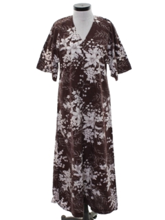 1970's Womens Hawaiian Lounge Style Hawaiian Inspired Dress