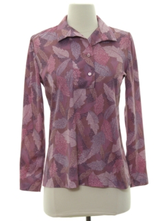 1970's Womens Pullover Print Disco Shirt