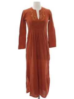 1990's Womens Embroidered Hippie Maxi Dress