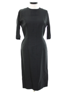 1960's Womens Tranell Designer Little Black Wiggle Cocktail Dress