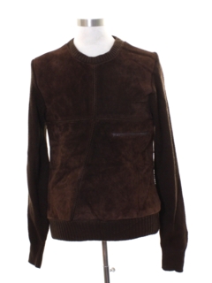 1970's Mens Mod Leather Sweater