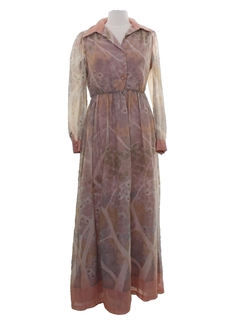 1970's Womens Miss Elliette  Designer Maxi Dress