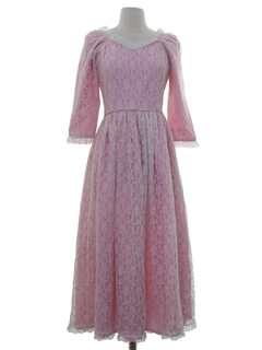 1970's Womens Prairie Style Prom Dress