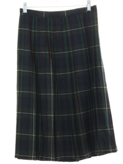 1960's Womens Pleated Plaid Wool Skirt