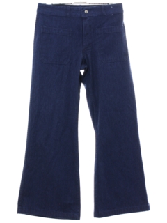 1970's Unisex Navy Denim Bellbottoms Jeans Pants