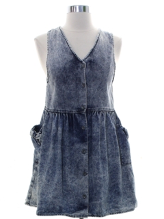 1980's Womens Totally 80s Acid Washed Denim Dress