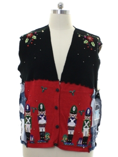 1980's Womens Hand Made Patchwork Ugly Christmas Sweater Vest