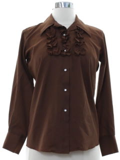 1970's Womens Western Style Tuxedo Shirt