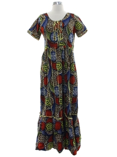 1970's Womens Ethnic African Style Print Dress