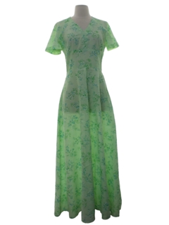1960's Womens Print Maxi Dress