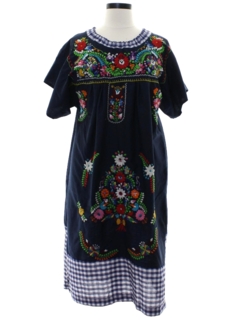 1970's Womens A-Line Huipil Style Dress