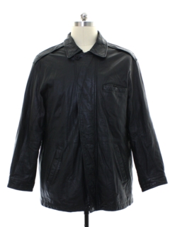 1990's Mens Leather Car Coat Jacket