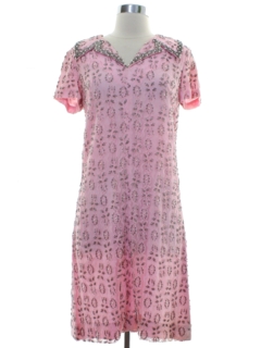 1960's Womens Beaded Cocktail Sheath Dress