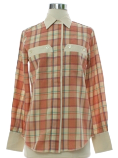 1980's Womens H Bar C Totally 80s Western Style Plaid Shirt