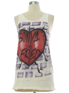 1980's Womens Airbrush Style Sonya loves Fred Tank Style T-Shirt