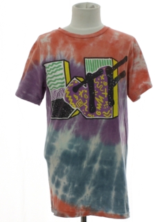 1990's Unisex Ladies or Boys WTF MTV style Tie Dye T-shirt